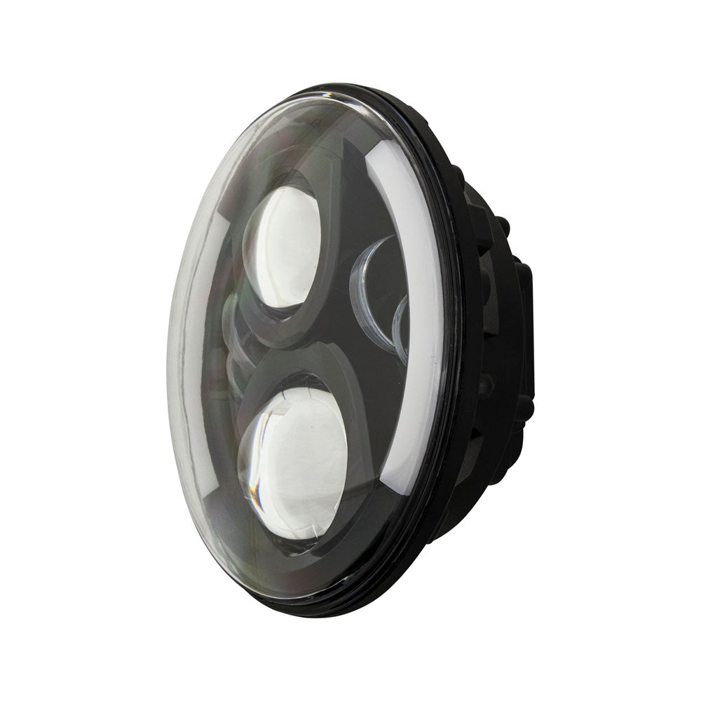 Metra Round Motorcycle Headlights with Black Face and Partial Halo - BC-703B
