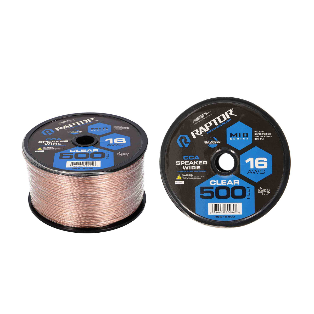Raptor Vice Series CCA Speaker Wire | 16GA | 500 ft. | Clear - RSW16-500