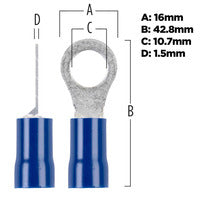 Install Bay Blue Vinyl Ring Terminal 6 Gauge 3/8 Inch - Package of 25 - BVRT638