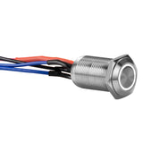 Install Bay Silver 12MM Round Illuminated Latching Switch White Qty 2 - LS12W-2