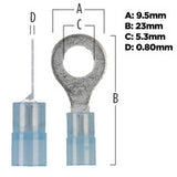 Install Bay Blue Nylon Ring Terminals 16-14 GA 1/4 inch - Package of 100 - BNRT14