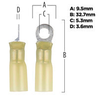 Install Bay Heat Shrink Yellow Ring Terminal 12-10 Gauge #10 - HSYRT10