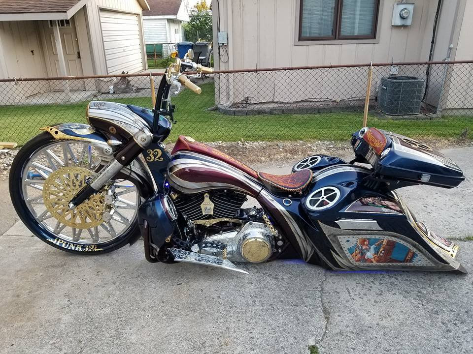 Gasser matching rotor on motorcycle wheel