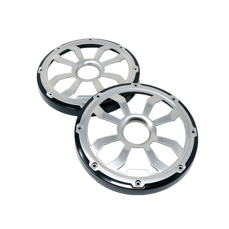 Diamond Audio 8" Elite Flush Mount Speaker Grills - Brushed Aluminum/Black (Pair) - HXM8FGB