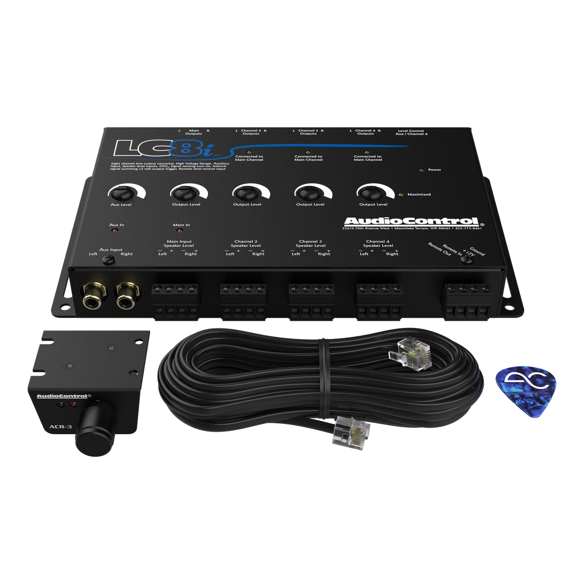AudioControl LC8i Black 8-Channel Line Output Converter with Auxiliary Input