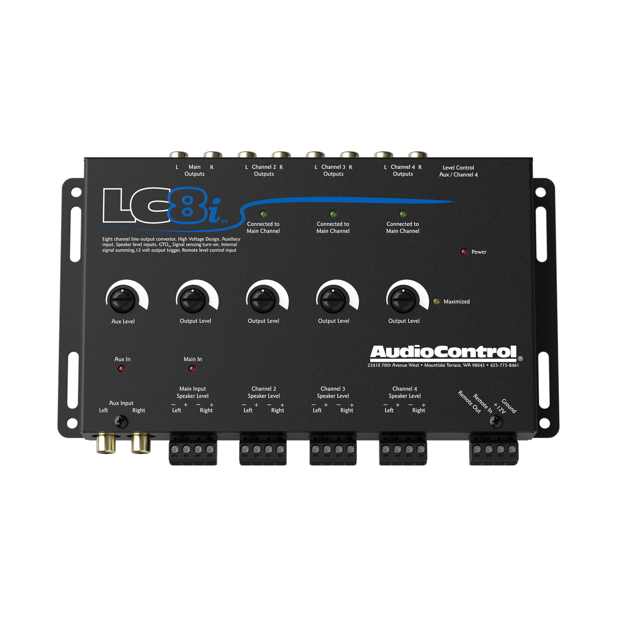 AudioControl LC8i Black 8-Channel Line Output Converter with Auxiliary Input