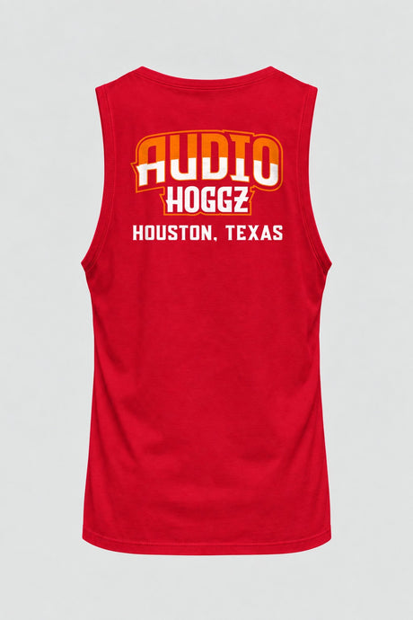 Audio Hoggz "If It's Too Loud, You're Too Old" Men's Tank Top - Red - back