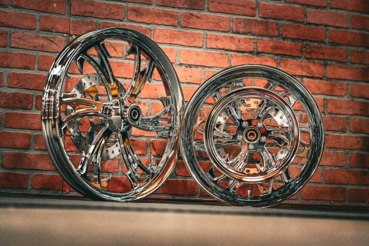 21x2.15" / 18X3.5" CHROME DIRTY HKR ( 2000-2005 HD SOFTAIL)