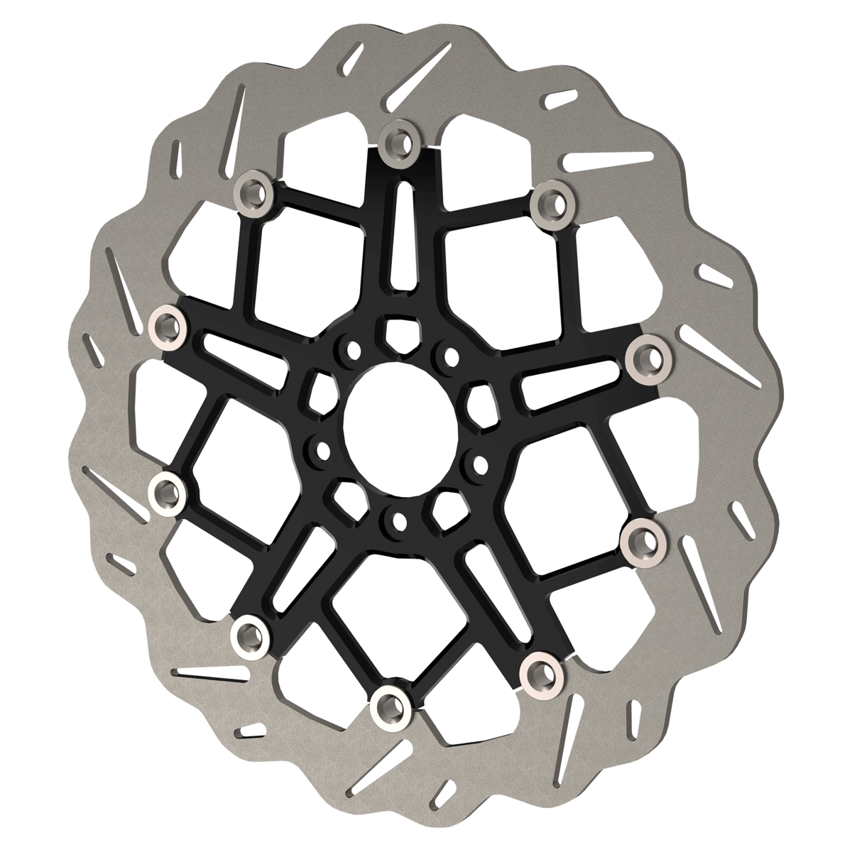 RaceLite wave floating motorcycle rotor in black