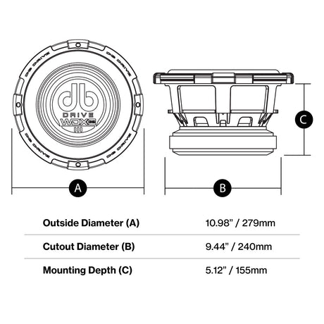 DB Drive WDX10G2F-4 : 10" Dual 4-Ohm Shallow Mount Subwoofer