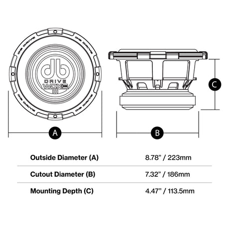 DB Drive WDX8G2F-4 : 8" Shallow mount Dual 4-Ohm Subwoofer