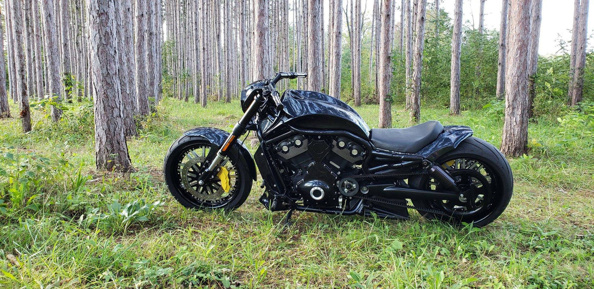 Super Street with Dimples Harley Softail | Dyna | Sportster Black Double Cut Wheels