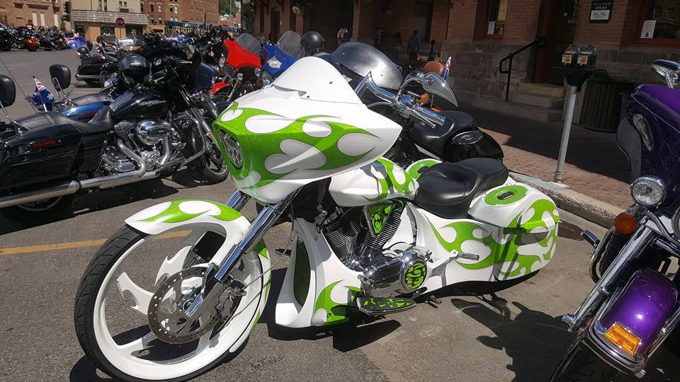 Tribal matching rotor on motorcycle wheel