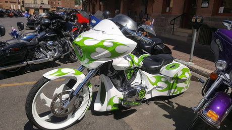 Tribal matching rotor on motorcycle wheel