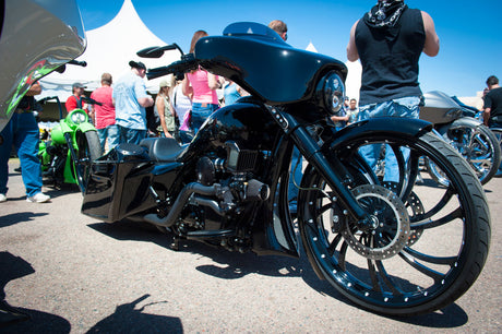 V Arm Harley Softail | Dyna | Sportster Black Double Cut Wheels