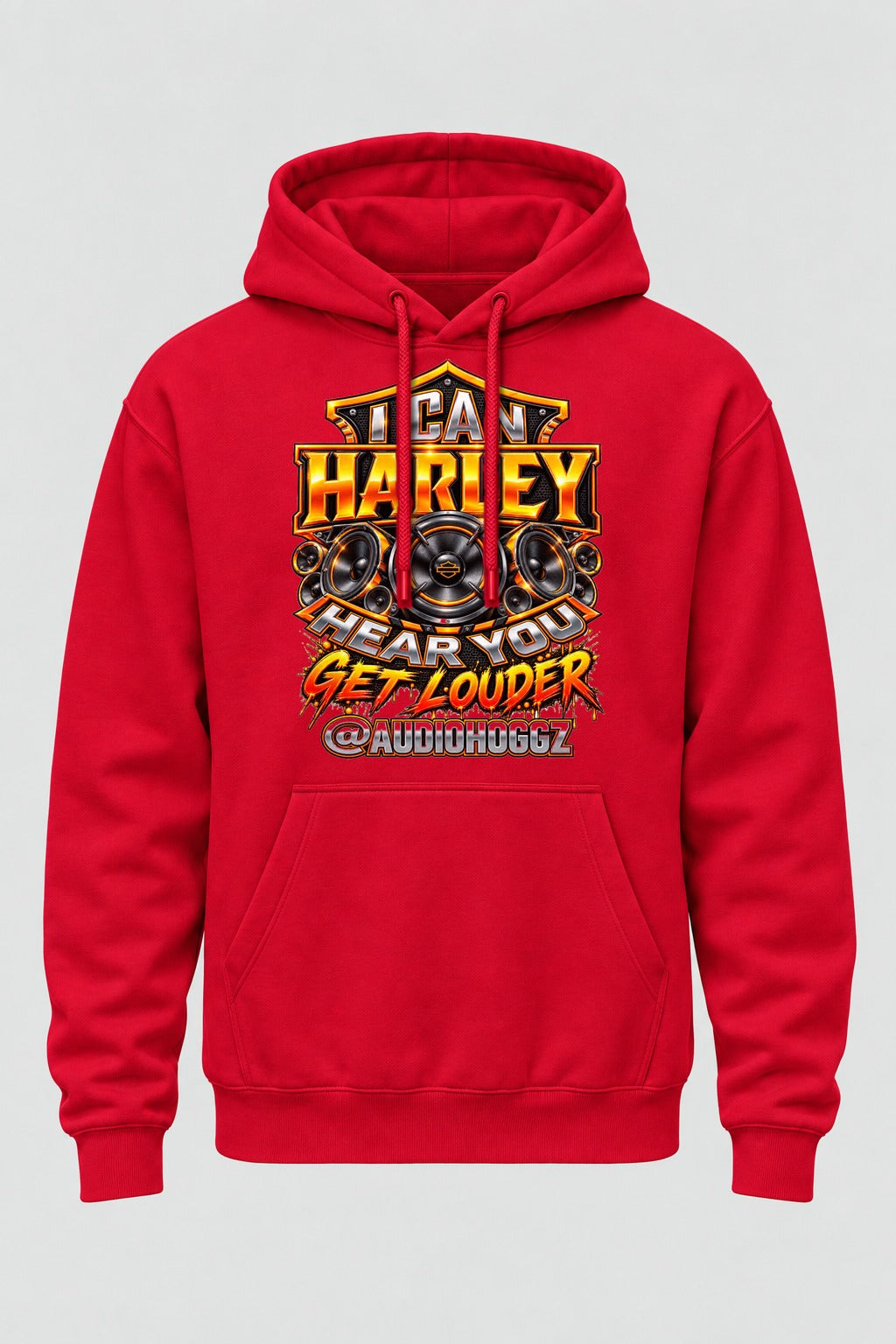 Audio Hoggz "I Can Harley Hear You" Hoodie - Red - front