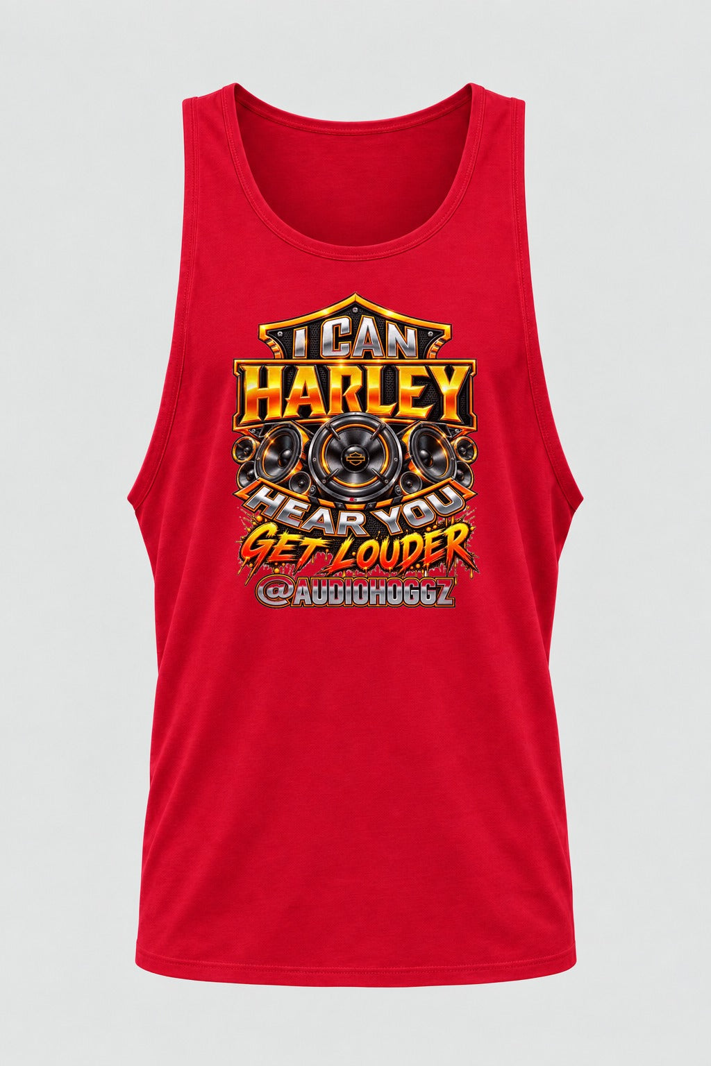 Audio Hoggz "I Can Harley Hear You" Men's Tank Top - Red - front