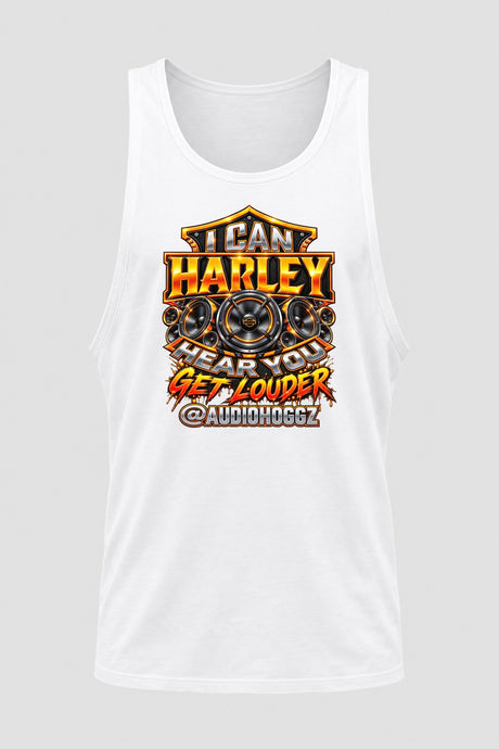 Audio Hoggz "I Can Harley Hear You" Men's Tank Top - White - front