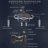 Weld in rake kit features